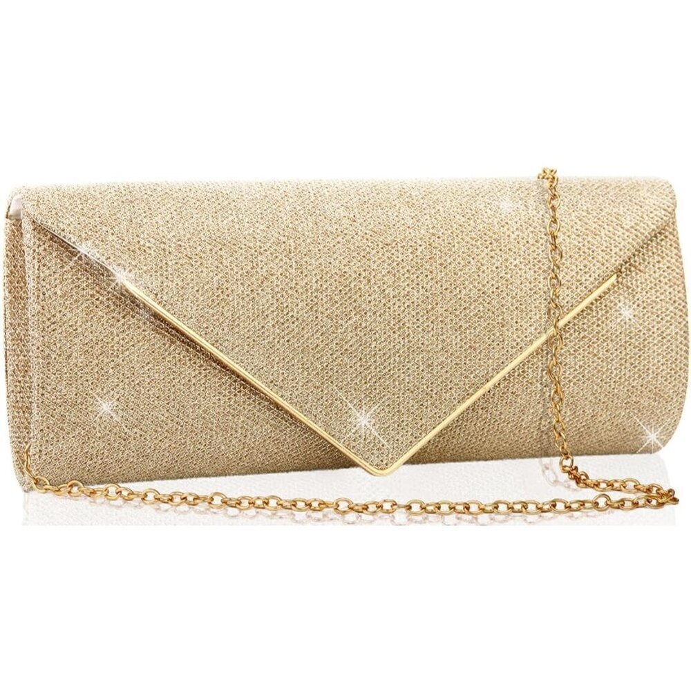 🆕Women Gold Chain Sparkle Clutch Elegance